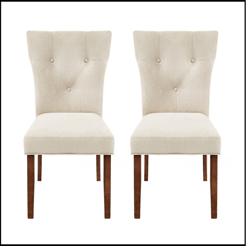 Ensemble de 2 chaises de salle à manger contemporaines rembourrées, crème, parfaites pour le confort et le style dans les salles à manger modernes