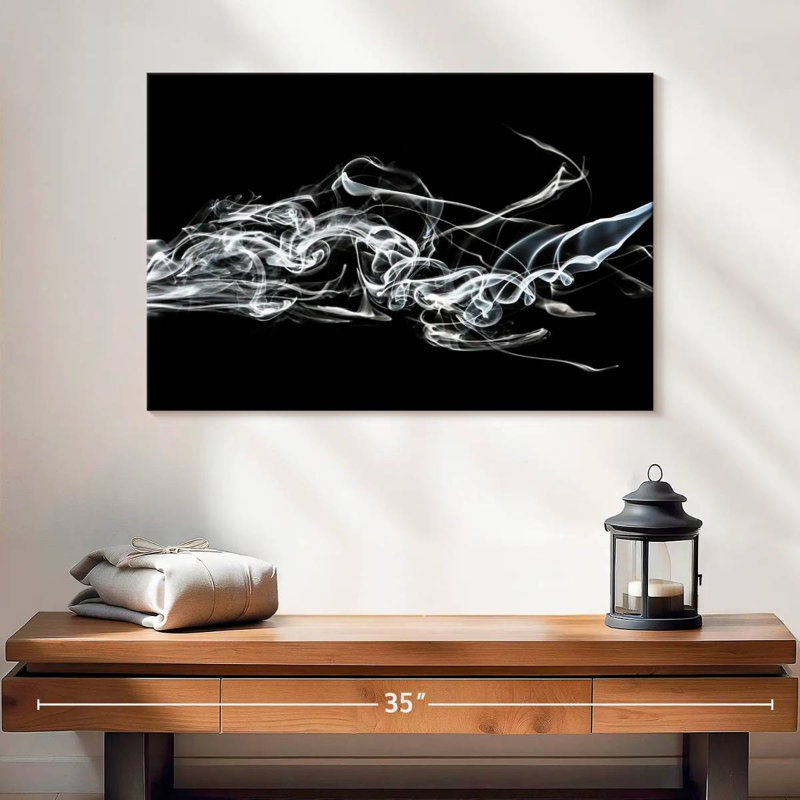 Senne Abstract White Smoke - Shark, 16" H x 24" W