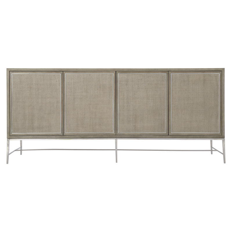 Cardenas 82'' Brown Makore Veneer Media Console with Cabinets