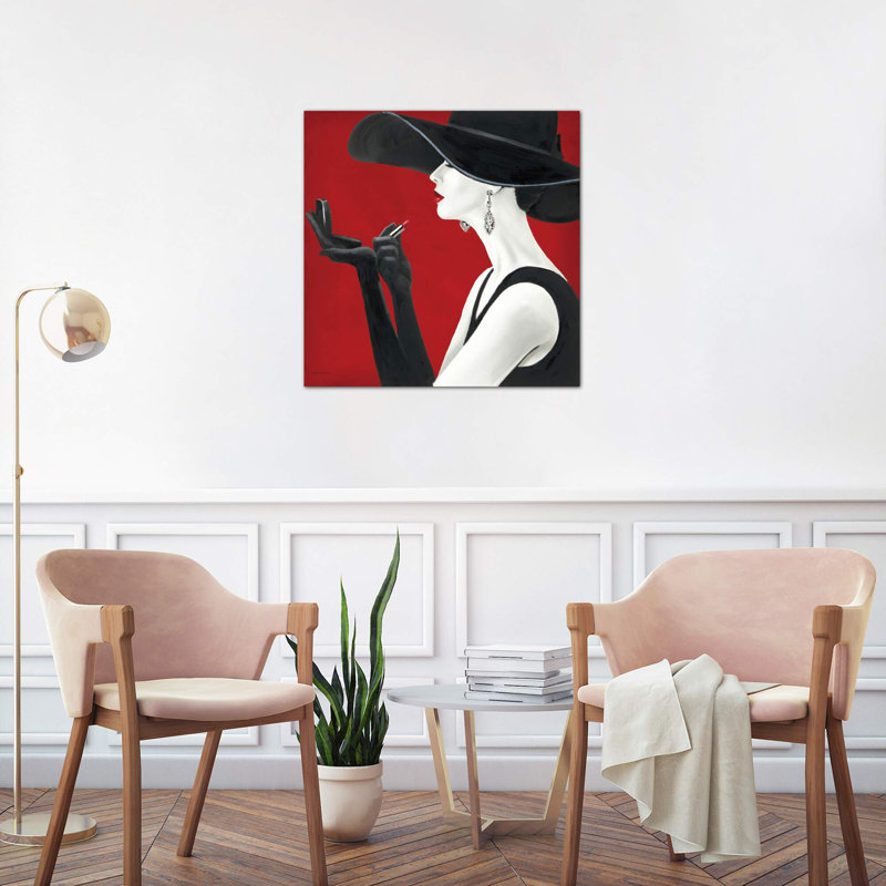 Haute Chapeau Rouge II by Marco Fabiano - Painting on Canvas, 45.72 cm H x 45.72 cm W x 3.175 cm D, No Frame