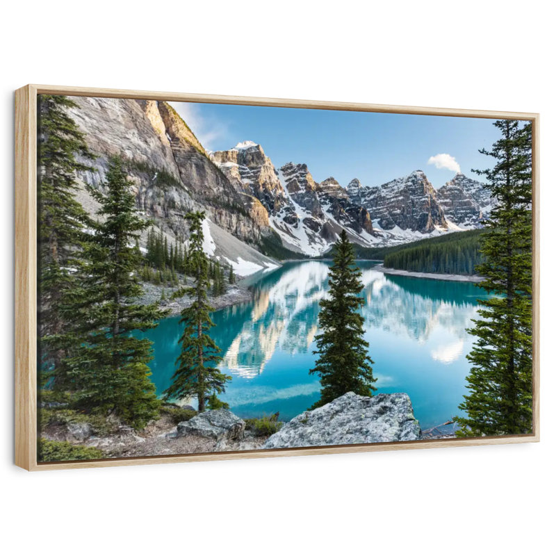 Moraine Lake Reflections, Cadre flottant en bois naturel, 13 po x 9 po