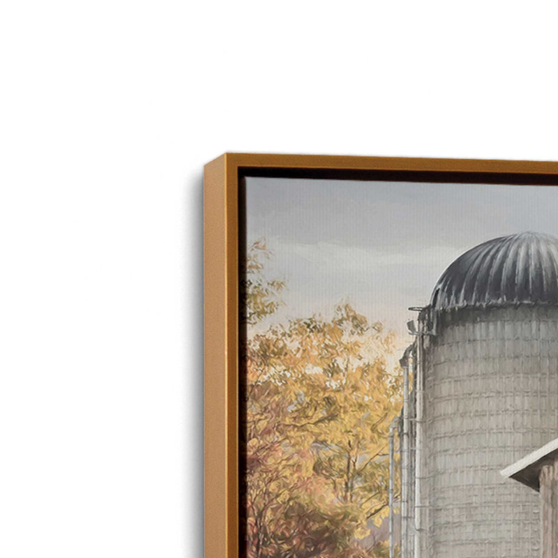 Impression d'art « Grange rustique d'automne » de Lori Deiter, L 24 po x H 18 po, Doré, Toile avec cadre