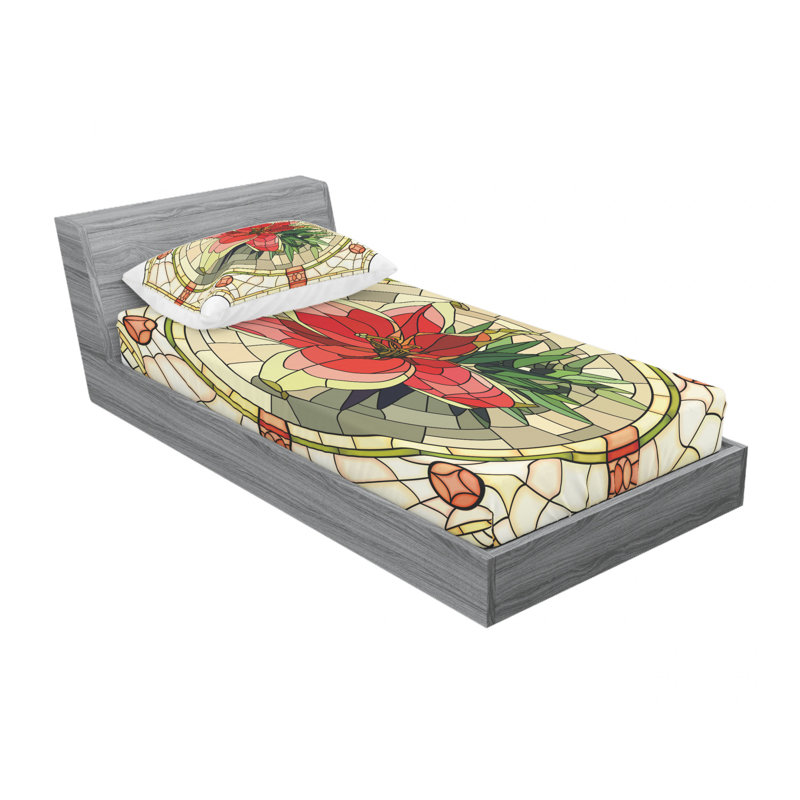 Ensemble de draps à motif floral, Ensemble de draps pour lit simple TG avec drap-hou