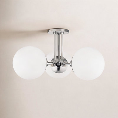 Luna 3 Light Glass Semi Flush Mount