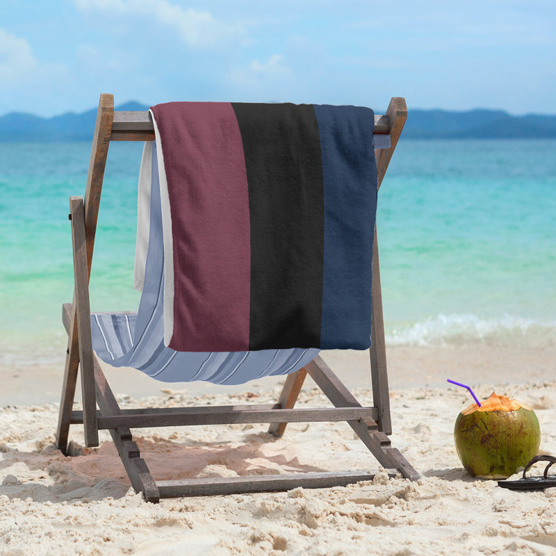 Lightweight Beach Towel, Wine/Black/Navy Blue