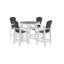Table de bar d'extérieur pour terrasse - plateau et chaises pour 4 de 5 gracieux style blanc-gris avec de grands sièges