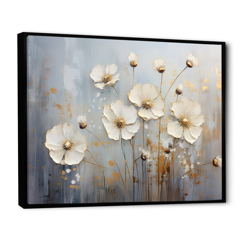Impression sur toile Elegant Beige Buttercups Meadow IV - Buttercups, Cadre flottant noir, H 24 po x l 32 po x P 1 po