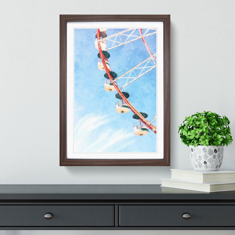 Ferris Wheel - Picture Frame Painting Print, 87cm H x 62cm W x 2cm D, Walnut Framed