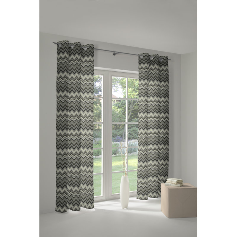 Kurtus Room Darkening Curtain Single Panel, 132cm Width x 175cm Drop, Dark green/Black/Grey