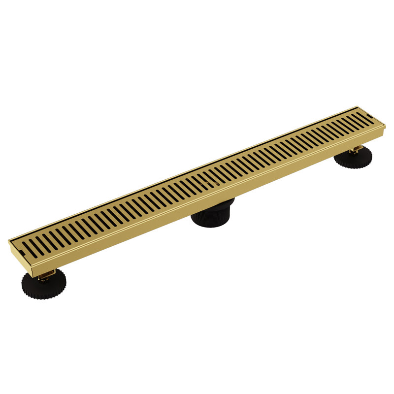 Elan 24" Rectangular Grate Linear Grid Shower Drain, Matte Brushed Gold