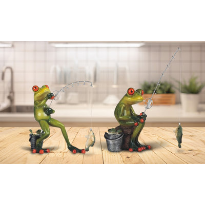 Jeferson 2-PC Fishing Frog 6"H Funny Animal Figurine Unique Gifts