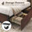 Queen Metal Platform Bed Frame with 2-Tier Storage Headboard,4 Storage Drawers, Built in Charging Station & LED, Noise-Free/No Box Spring Needed, Rustic Brown-2125506464-2125506465