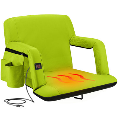 Extra Wide Heated Reclining Stadium Seat - Waterproof Foldable Chair, Thick Padding & Back Support by Alpcour