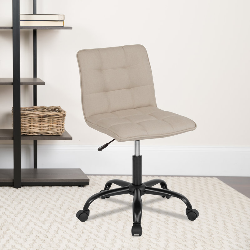 Home and Office Armless Task Office Chair with Tufted Back/Seat, Beige