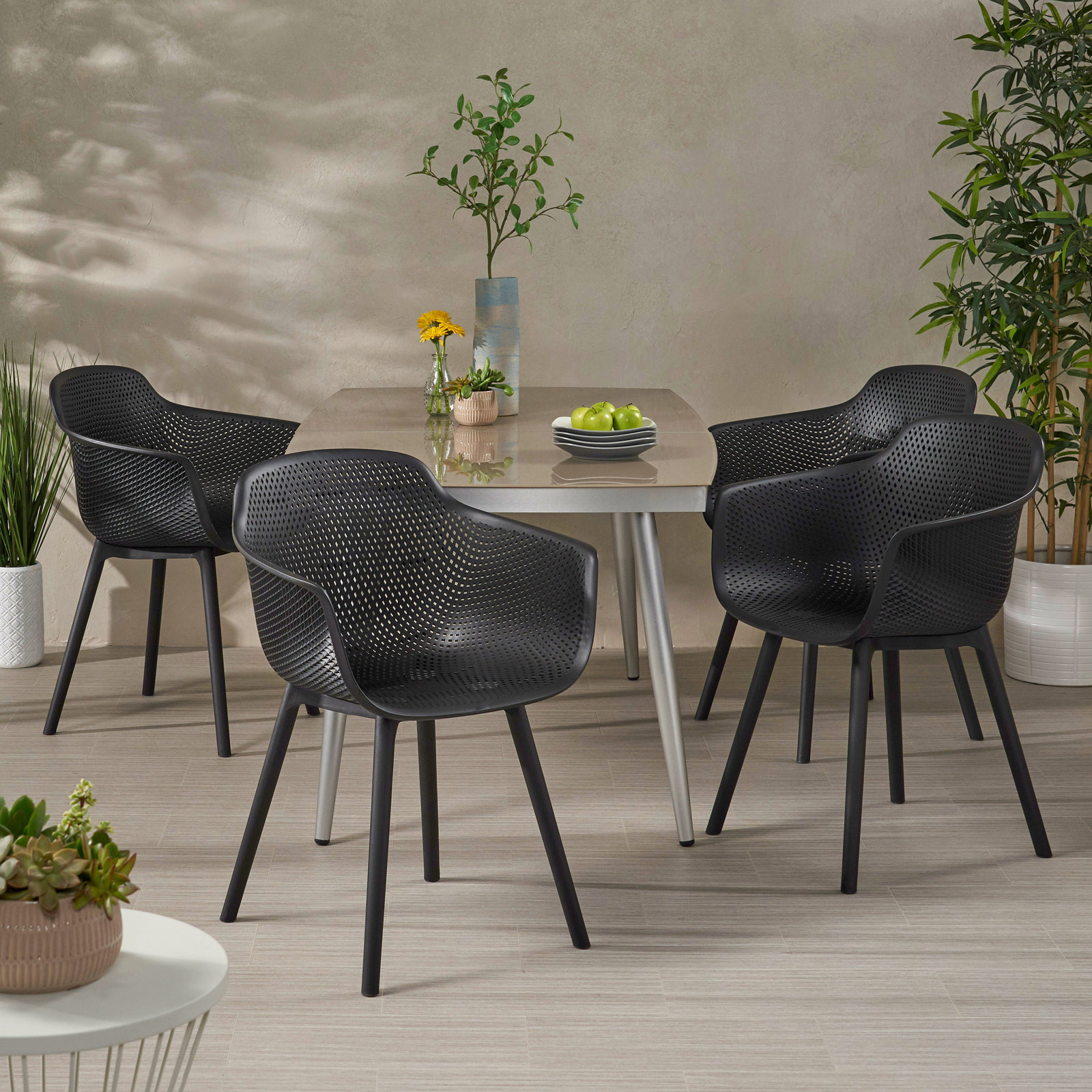 Artha Premium All-Weather Wicker Outdoor Dining Armchair, Black