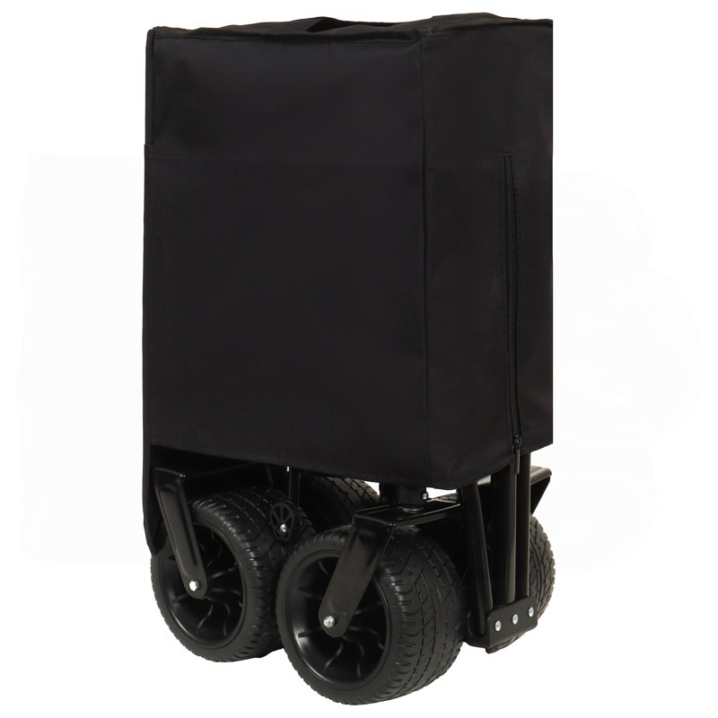 Chariot utilitaire pliable robuste d'une capacité de 360 lb - Roues tout-terrain silencieuses, poignée réglable et porte-gobelets pour le camping, le jardinage, le pique-nique, le sport et le magasinage, noir