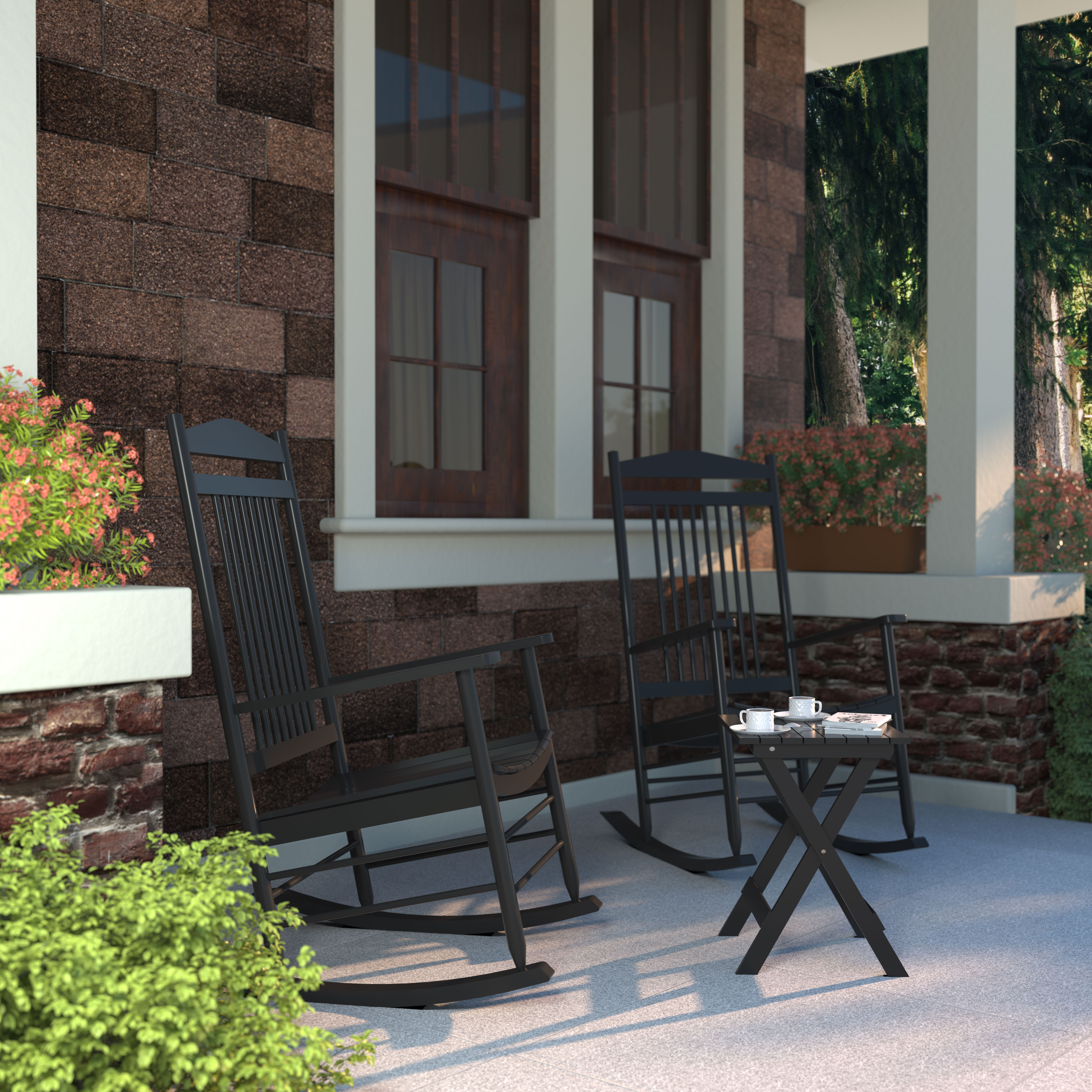 Anarosa Outdoor Rocking Chair Lark Manor Frame Color Black