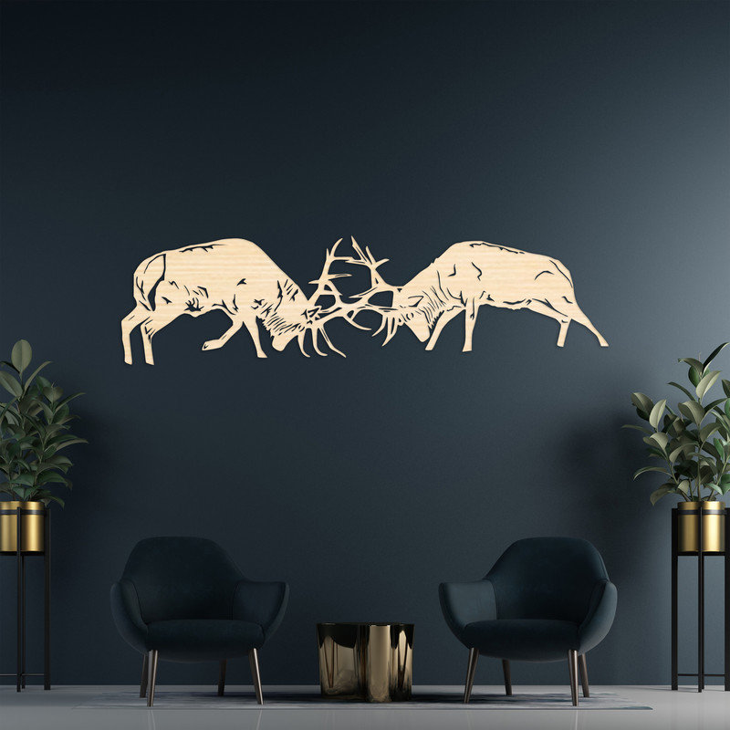 Décoration murale élan Dueling - ACM, H 6,4 po x l 24 po x P 0,25 po, Argent