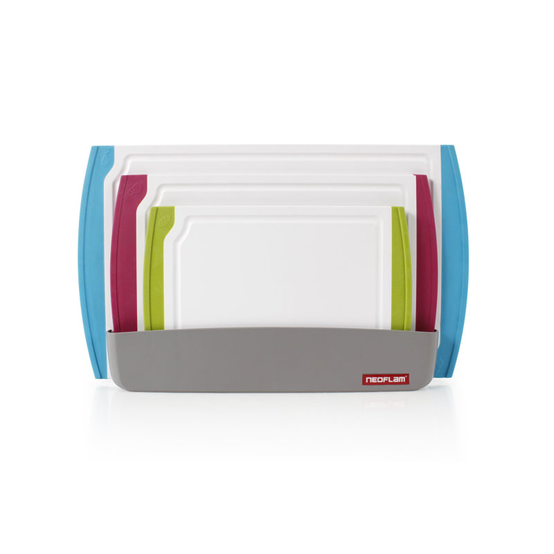 Coded 4 Piece Coded Cutting Board Set with Organizer