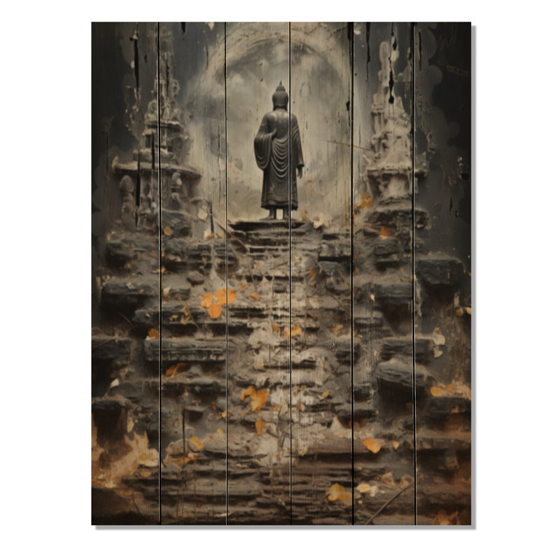 " Grey Buddhism Buddhas Footprints II ", 40" H x 30" W x 0.78" D