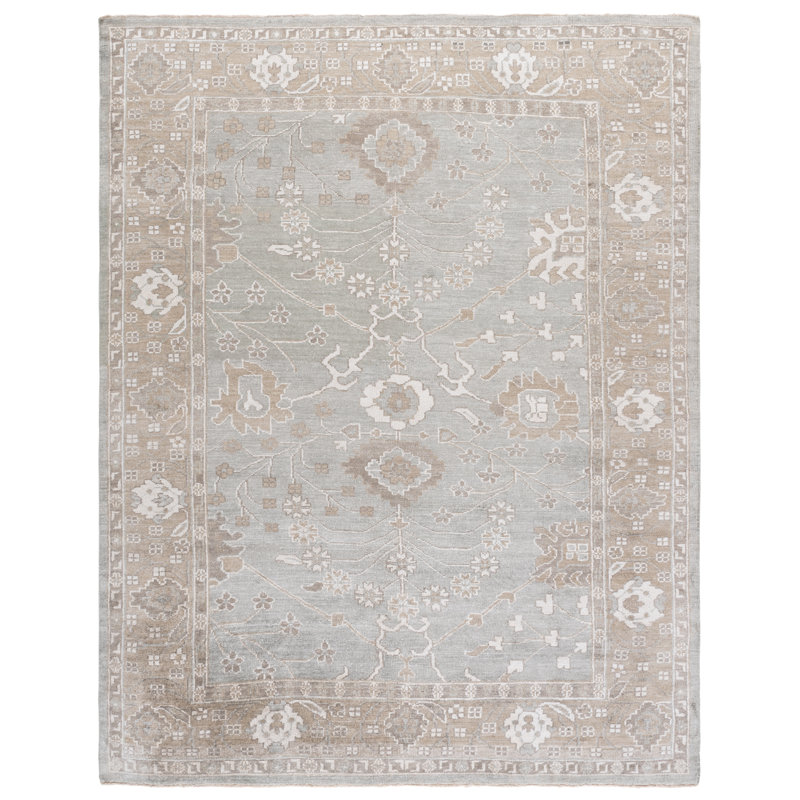 Oushak Hand Knotted Viscose Rug, Rectangle 8' x 10'