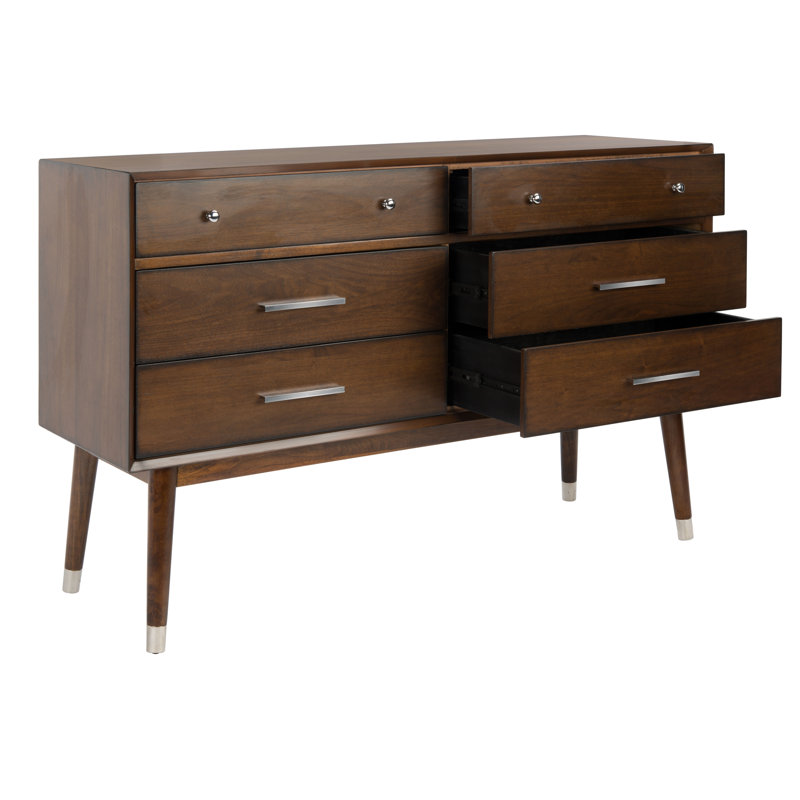 Commode 6 tiroirs Zack, Noyer / argenté
