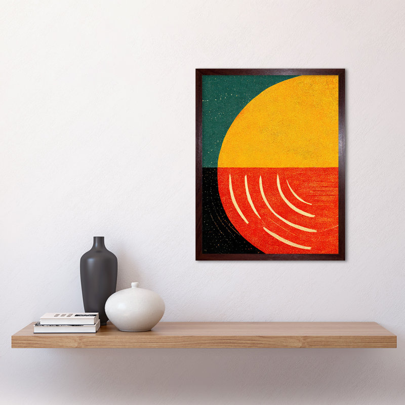 Simple Bold Abstract Modern Painting - Print, 43cm H x 33cm W, Brown Framed Paper