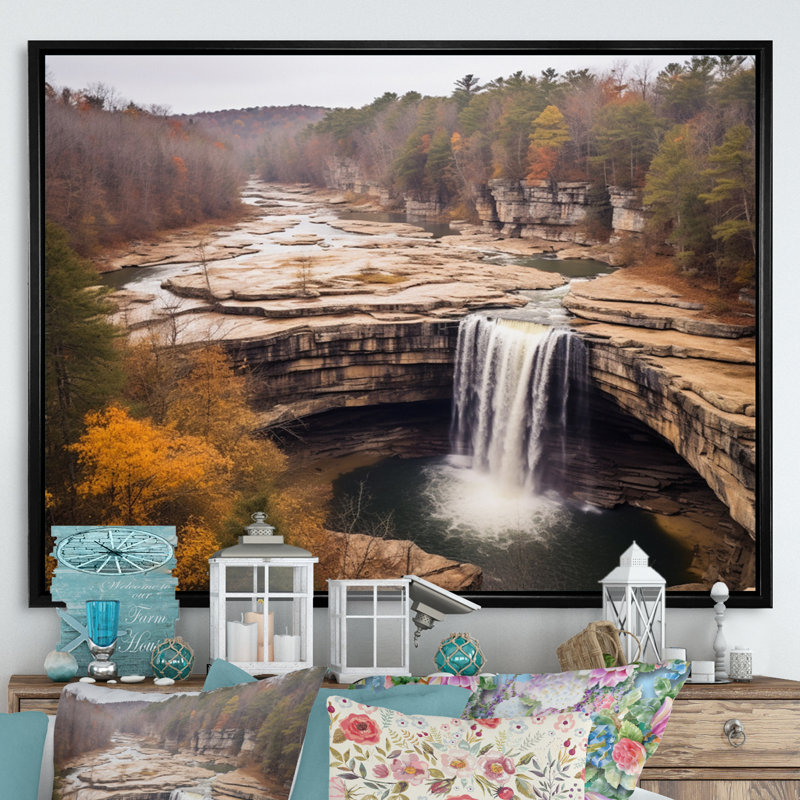 Alabama Water Cascades Beauty II - impression, H 34 po x l 44 po x P 1,5 po, Cadre flottant noir