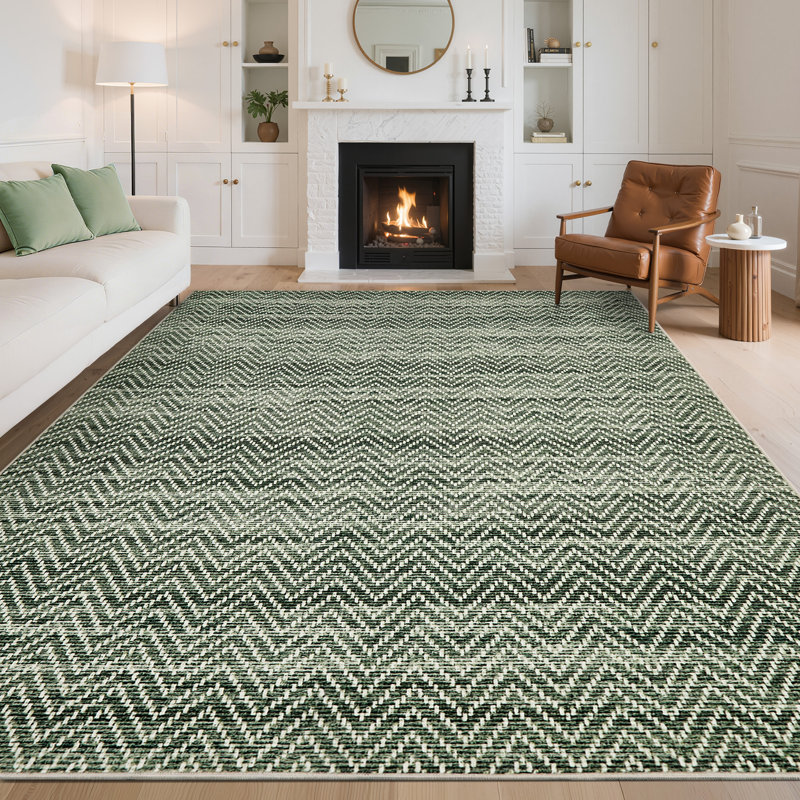Tapis rond lavable Boho, Green, 10*13