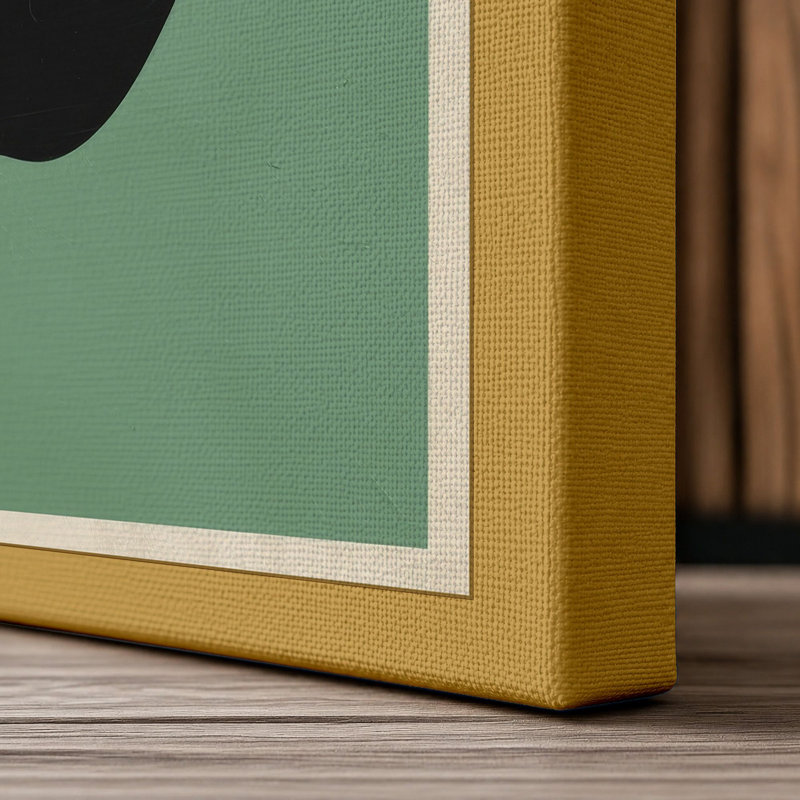 Apple in Green Mid-Century - Wrapped Canvas, 18x12 - 45.7 x 30.5 cm, Ochre Border