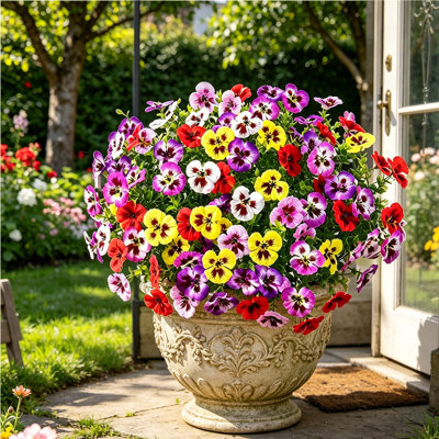 30 Pcs Artificial Fake Pansy Flowers for Outdoor,Faux Silk Plants Flowers UV Resistant Pansies Spring Flowers for Planter Front Door Porch Yard Patio Garden Window Box Home Decor