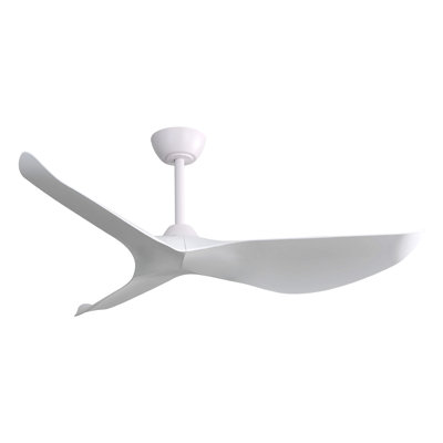 52 Inch Indoor Ceiling Fan Without Light, 6 Speeds Reversible Dc Motor, 3 Abs Blade Ceiling Fan White For Bedroom