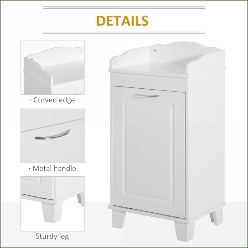 Armoire de rangement pour salle de bain, panier à linge inclinable autoportant H 31 po | Blanc cassé | Bois d'ingénierie