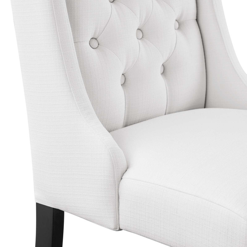 White Upholstered Leather Parsons Side Chair with Wood Frame
