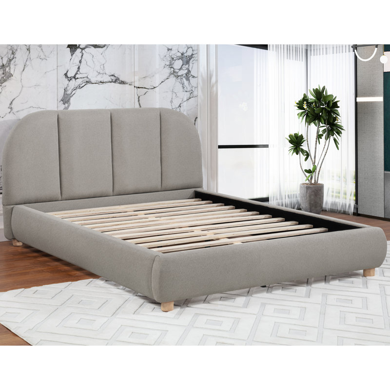  Lit plateforme tapissier Luetta, Brun clair