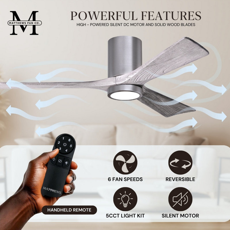 Irene LED Ceiling Fan, Barn Wood Tone, Brushed Pewter, 52"