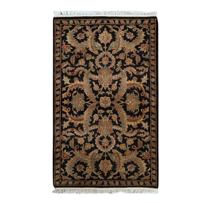 Tapis oriental beige et noir noué à la main 3 pi x 5 pi