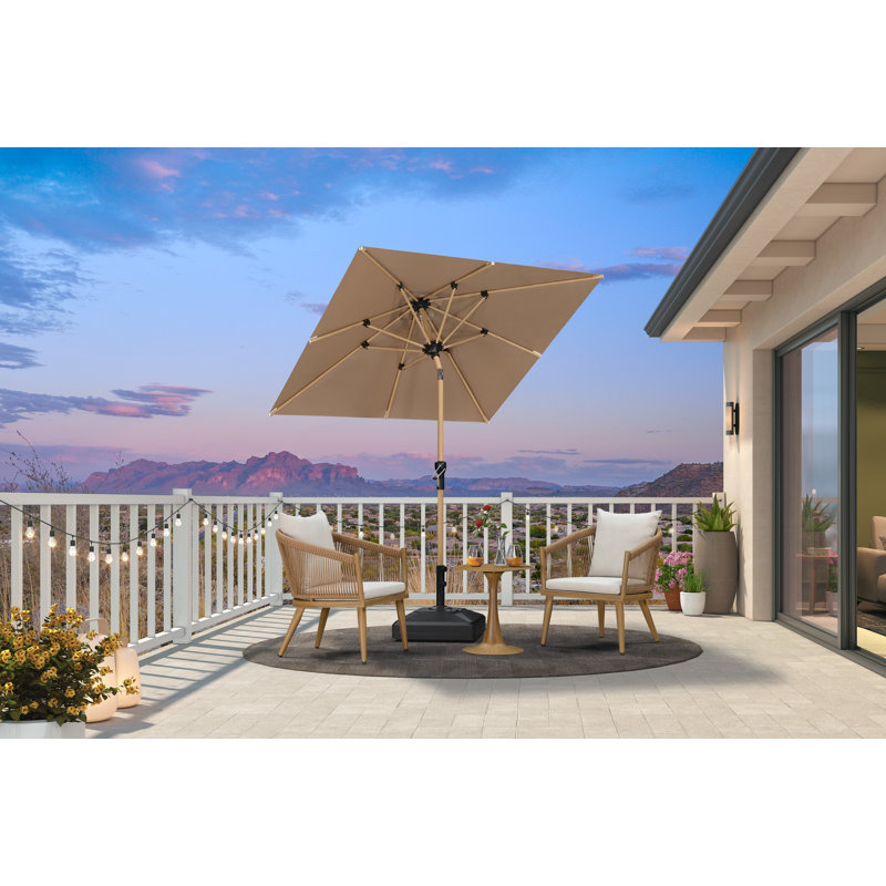 Parasol de marché de 6 pi x 6 pi avec parasol de table en aluminium avec bouton-poussoir inclinable et 8 parasols robustes pour la terrasse