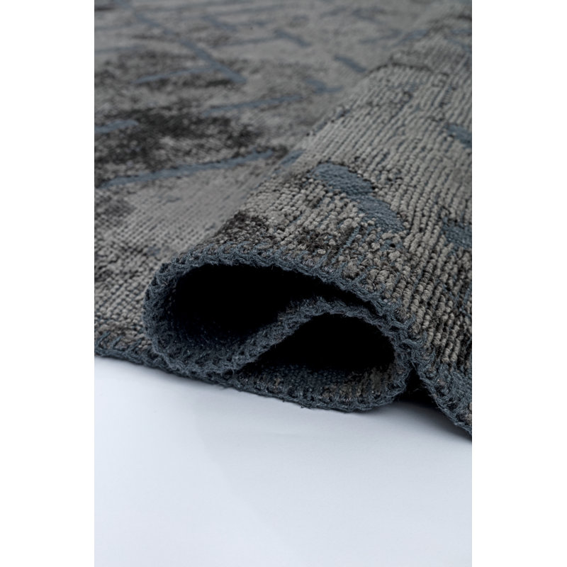 Rapture Dark Blue/Gray/Black Geometric Luxury Area Rug, Rectangle 7'10" x 11'2"