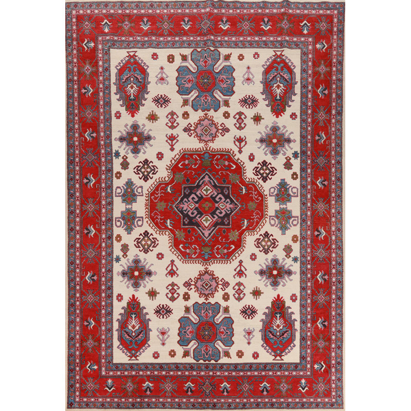 Tapis oriental en laine à teinture végétale Kazak 9 x 12