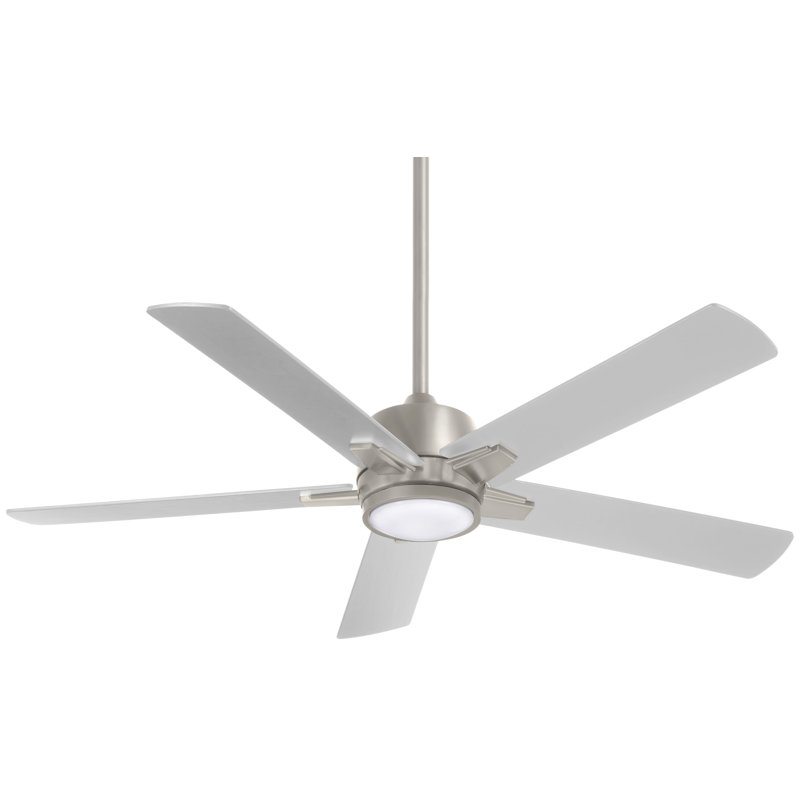 54" 5 - Blade LED Standard Ceiling Fan with Remote Control and Light Kit Included, Brushed Nickel