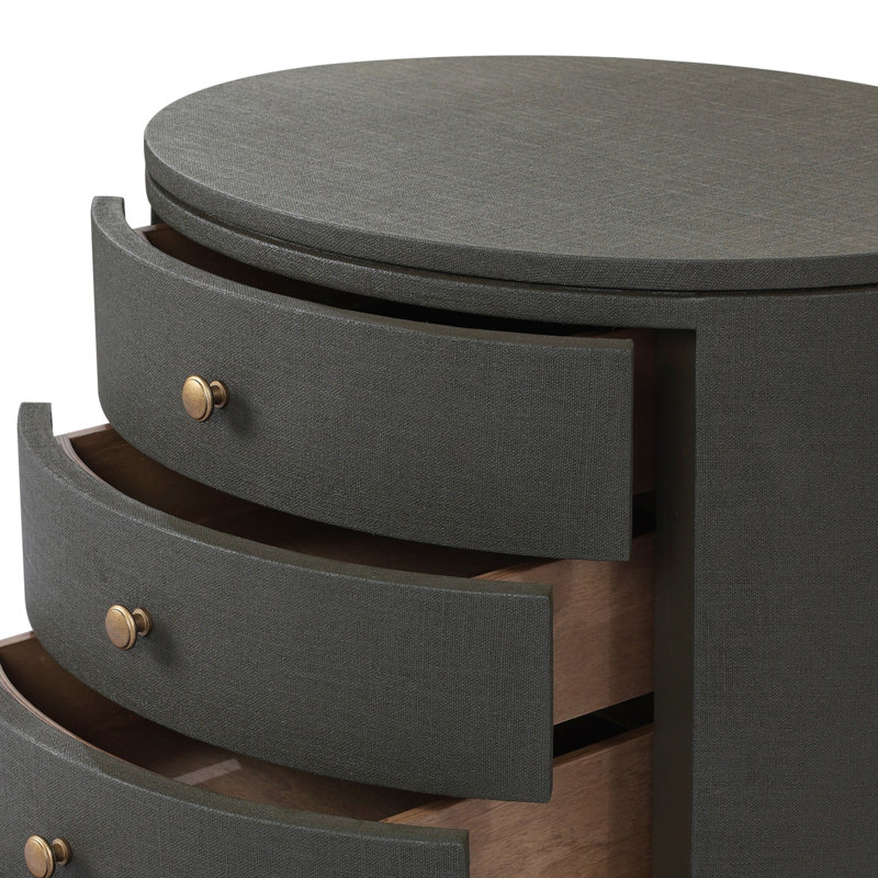 Amelia 4 - Drawer Nightstand, Dark Green Lacquered Linen