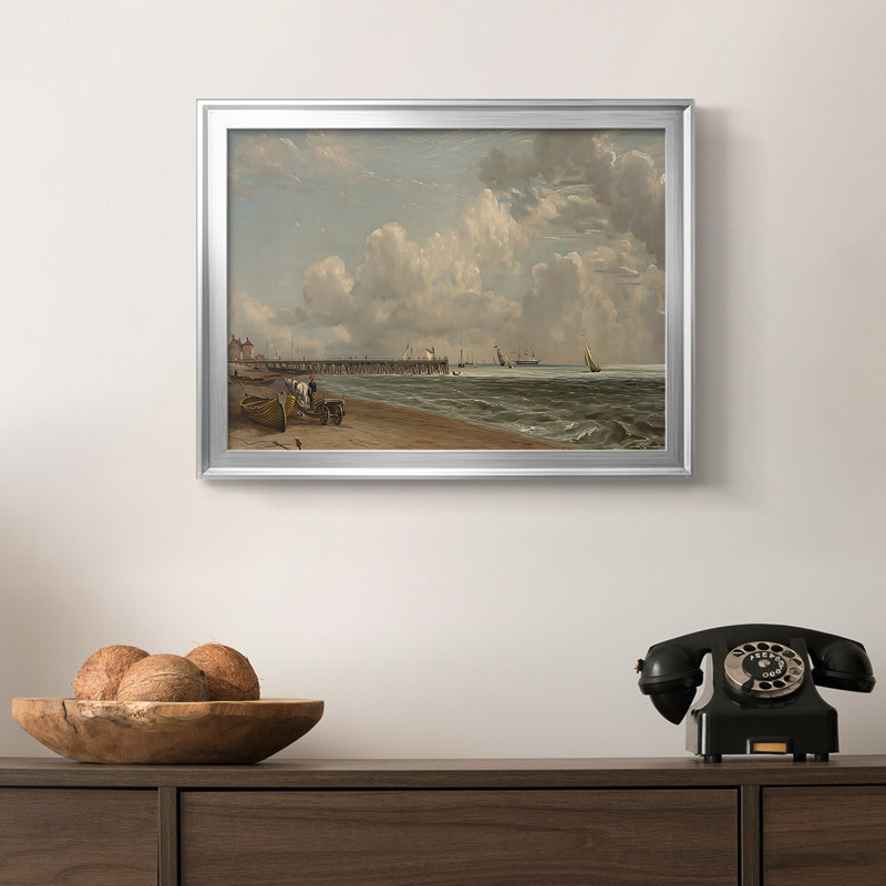 Chain Pier, Brighton-John Constable, toile tendue avec châssis, 1827, Toile avec cadre, Argent, 18,5 x 24,5