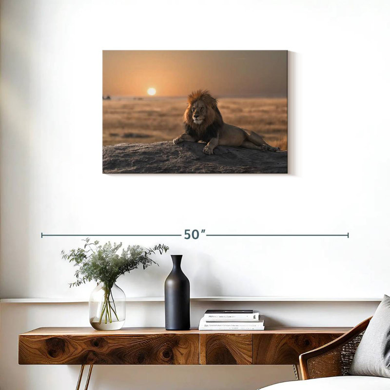 Lion On A Rock, 20" H x 30" W