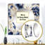 Motif victorien en filigrane bleu cobalt - grand miroir carré floral pour décoration murale-100992107