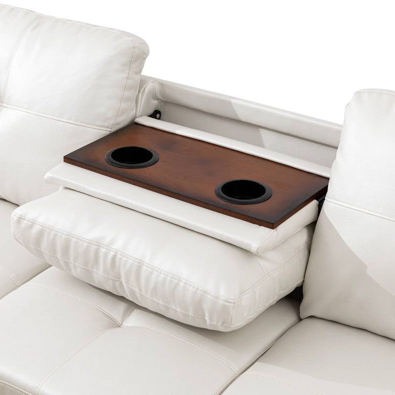 Louvenia Upholstered L-Shaped Sectional, Left Hand Facing, Off White Faux Leather