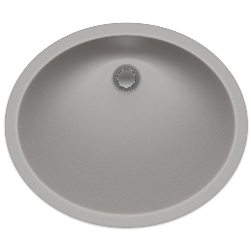 Lavabo de salle de bain ovale encastré / en composite à quartz LEXICON Platinum 19 pouces, gris
