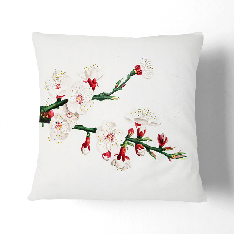 Floral Square Throw Cushion, 40cm H x 40cm W x 15cm D, Stone