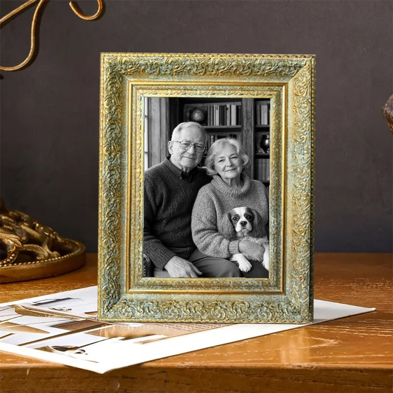 Cadre 8 po x 10 po orné de 1 pièce or antique pour présentation de photos d'animaux