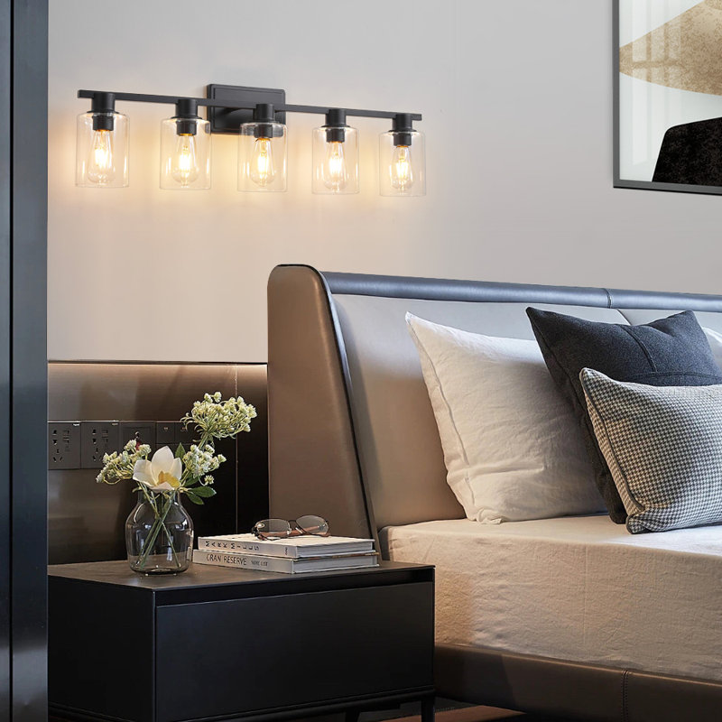 Middlewich 5 - Light Dimmable Vanity Light Mirror Headlights, Matte Black